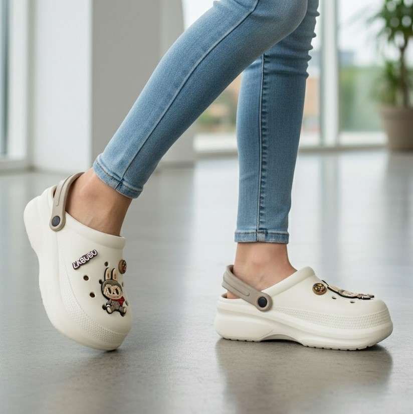 خرید آنلاین دمپایی دخترانه آرین مدل کراکس لبوبو کد 313